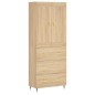 vidaXL Aparador alto madera contrachapada color roble 69,5x34x180 cm