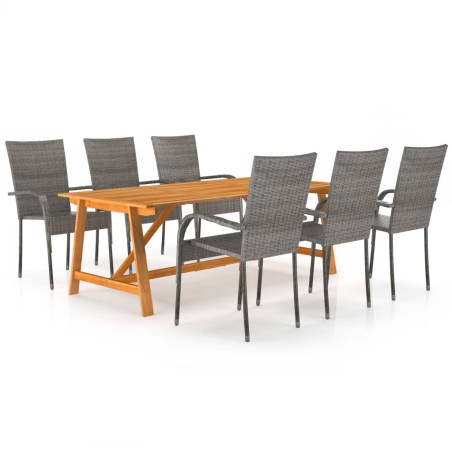 vidaXL Juego de comedor de jardín 7 piezas gris