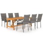 vidaXL Juego de comedor de jardín 7 piezas gris vidaXL Juego de comedor de jardín 7 piezas gris