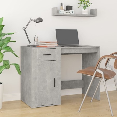 vidaXL Escritorio de madera contrachapada gris hormigón 100x49x75 cm