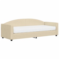 vidaXL Sofá cama con colchón tela crema 80x200 cm