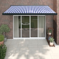 vidaXL Toldo retráctil aluminio y tela azul y blanco 3x2,5 m
