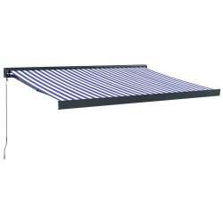 vidaXL Toldo retráctil aluminio y tela azul y blanco 3x2,5 m