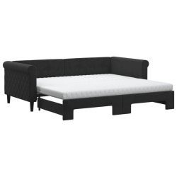 vidaXL Sofá cama nido con colchón terciopelo negro 90x190 cm