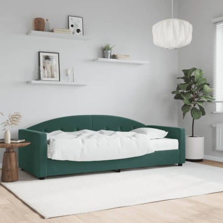 vidaXL Sofá cama con colchón terciopelo verde oscuro 80x200 cm