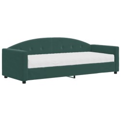 vidaXL Sofá cama con colchón terciopelo verde oscuro 80x200 cm