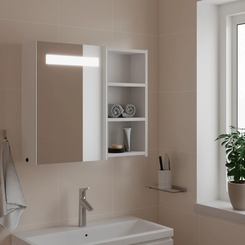 vidaXL Mueble de baño con espejo y luz LED blanco 60x13x52 cm vidaXL Mueble de baño con espejo y luz LED blanco 60x13x52 cm
