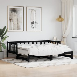 vidaXL Sofá cama nido madera maciza de pino negro 80x200 cm