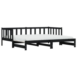 vidaXL Sofá cama nido madera maciza de pino negro 80x200 cm