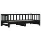 vidaXL Sofá cama nido madera maciza de pino negro 80x200 cm vidaXL Sofá cama nido madera maciza de pino negro 80x200 cm