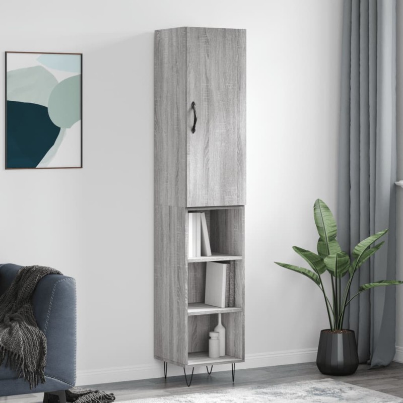 vidaXL Aparador alto madera contrachapada gris Sonoma 34,5x34x180 cm vidaXL Aparador alto madera contrachapada gris Sonoma 34,5x34x180 cm