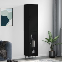 vidaXL Aparador de madera contrachapada negro 34,5x34x180 cm