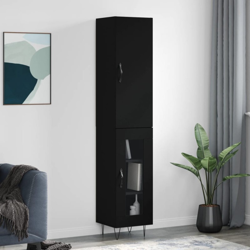 vidaXL Aparador de madera contrachapada negro 34,5x34x180 cm vidaXL Aparador de madera contrachapada negro 34,5x34x180 cm