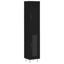 vidaXL Aparador de madera contrachapada negro 34,5x34x180 cm