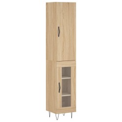 vidaXL Aparador de madera contrachapada roble Sonoma 34,5x34x180 cm