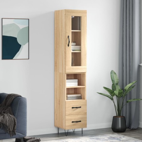 vidaXL Aparador de madera contrachapada roble Sonoma 34,5x34x180 cm