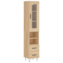 vidaXL Aparador de madera contrachapada roble Sonoma 34,5x34x180 cm