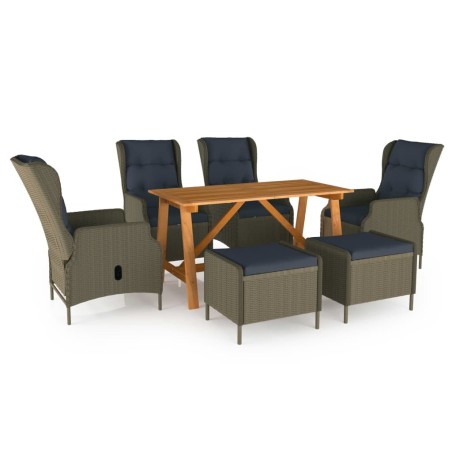 vidaXL Juego de comedor para jardín 7 piezas marrón
