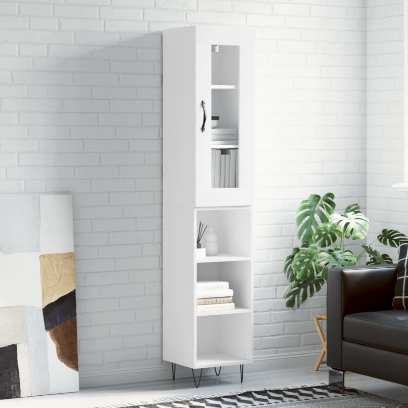 vidaXL Aparador alto madera contrachapada blanco 34,5x34x180 cm