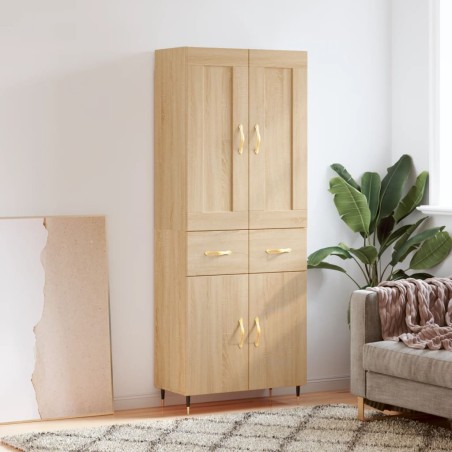 vidaXL Aparador alto madera contrachapada color roble 69,5x34x180 cm