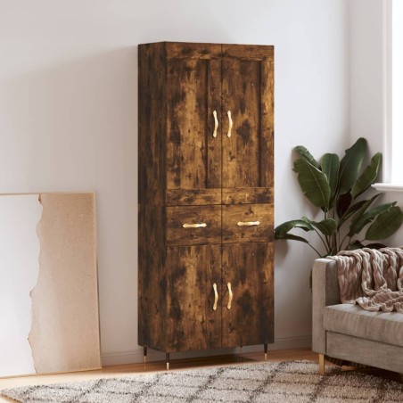 vidaXL Aparador alto madera contrachapada roble ahumado 69,5x34x180 cm