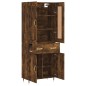 vidaXL Aparador alto madera contrachapada roble ahumado 69,5x34x180 cm