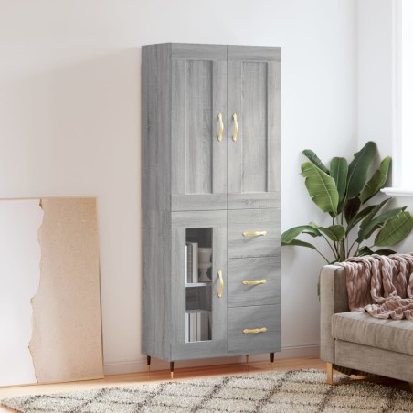 vidaXL Aparador alto madera contrachapada gris sonoma 69,5x34x180 cm