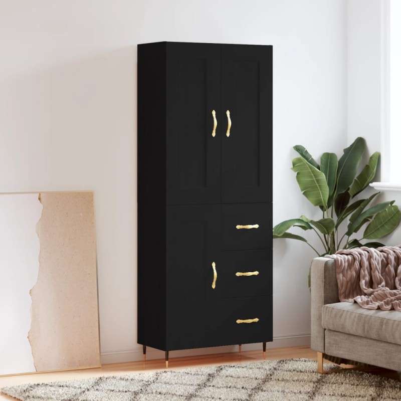 vidaXL Aparador alto madera contrachapada negro 69,5x34x180 cm vidaXL Aparador alto madera contrachapada negro 69,5x34x180 cm