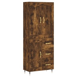 vidaXL Aparador alto madera contrachapada roble ahumado 69,5x34x180 cm