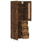 vidaXL Aparador alto madera contrachapada roble ahumado 69,5x34x180 cm
