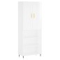 vidaXL Aparador alto madera contrachapada blanco brillo 69,5x34x180 cm