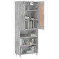 vidaXL Aparador alto madera contrachapada gris hormigón 69,5x34x180 cm