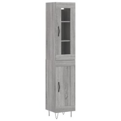 vidaXL Aparador alto madera contrachapada gris Sonoma 34,5x34x180 cm