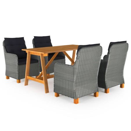 vidaXL Juego de comedor para jardín de 5 piezas gris claro