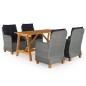 vidaXL Juego de comedor para jardín de 5 piezas gris claro