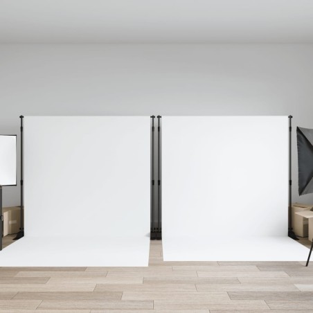 vidaXL Soportes de telón de fondo 2 uds acero negro 305x243 cm