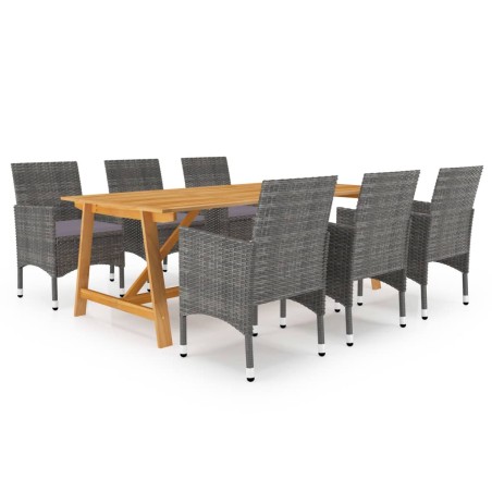 vidaXL Juego de comedor de jardín 7 piezas gris