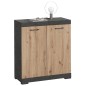 FMD Cómoda con 2 puertas color roble artesanal y gris 80x34,9x89,9 cm FMD Cómoda con 2 puertas color roble artesanal y gris 80x34,9x89,9 cm