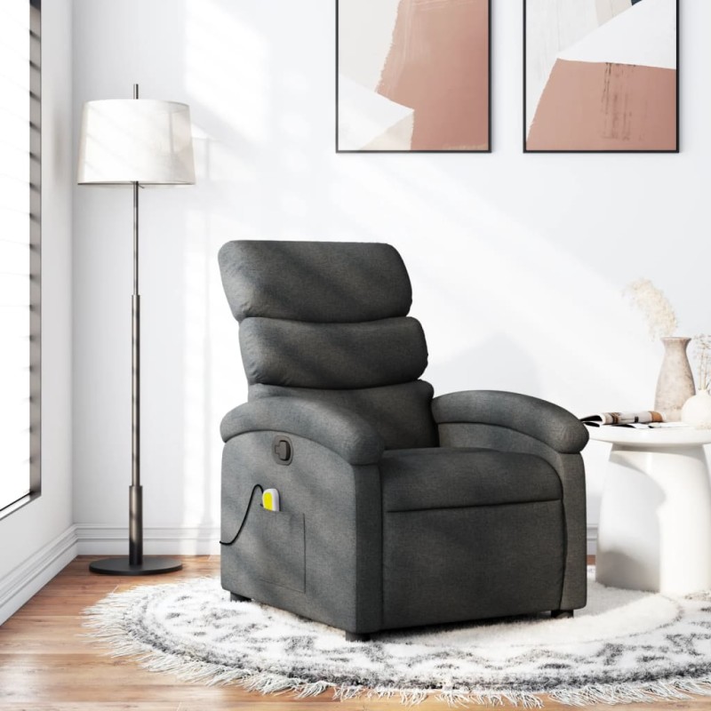 vidaXL Sillón de masaje reclinable de tela gris oscuro vidaXL Sillón de masaje reclinable de tela gris oscuro