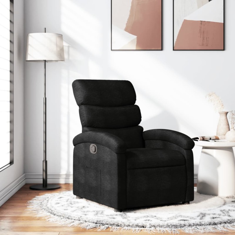 vidaXL Sillón reclinable de tela negro vidaXL Sillón reclinable de tela negro