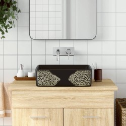 vidaXL Lavabo sobre encimera rectangular cerámica negro 46x35,5x13 cm