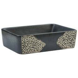 vidaXL Lavabo sobre encimera rectangular cerámica negro 46x35,5x13 cm
