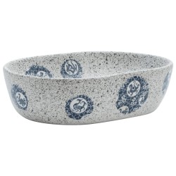 vidaXL Lavabo sobre encimera ovalado cerámica gris y azul 47x33x13 cm