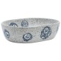 vidaXL Lavabo sobre encimera ovalado cerámica gris y azul 47x33x13 cm vidaXL Lavabo sobre encimera ovalado cerámica gris y azul 47x33x13 cm
