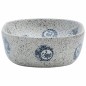 vidaXL Lavabo sobre encimera ovalado cerámica gris y azul 47x33x13 cm vidaXL Lavabo sobre encimera ovalado cerámica gris y azul 47x33x13 cm