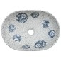 vidaXL Lavabo sobre encimera ovalado cerámica gris y azul 47x33x13 cm vidaXL Lavabo sobre encimera ovalado cerámica gris y azul 47x33x13 cm