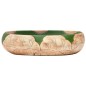 vidaXL Lavabo sobre encimera ovalado cerámica verde marrón 59x40x15 cm vidaXL Lavabo sobre encimera ovalado cerámica verde marrón 59x40x15 cm