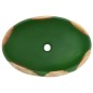 vidaXL Lavabo sobre encimera ovalado cerámica verde marrón 59x40x15 cm vidaXL Lavabo sobre encimera ovalado cerámica verde marrón 59x40x15 cm