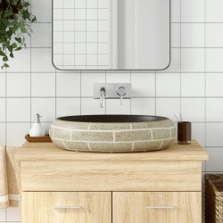 vidaXL Lavabo sobre encimera ovalado cerámica multicolor 59x40x15 cm