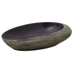 vidaXL Lavabo sobre encimera ovalado cerámica morado gris 59x40x14 cm